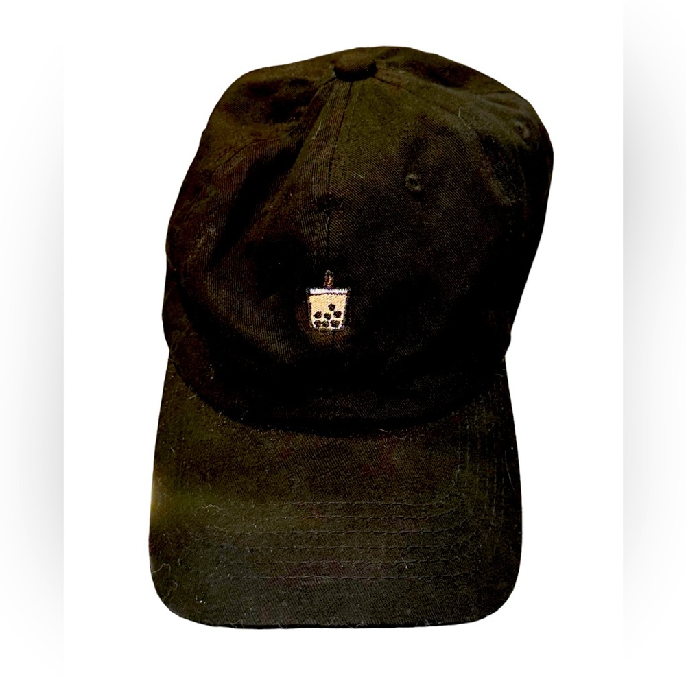 Cotton Minimalist Boba Tea Drink Black Women’s Strap Back Baseball Hat - Picture 1 of 5